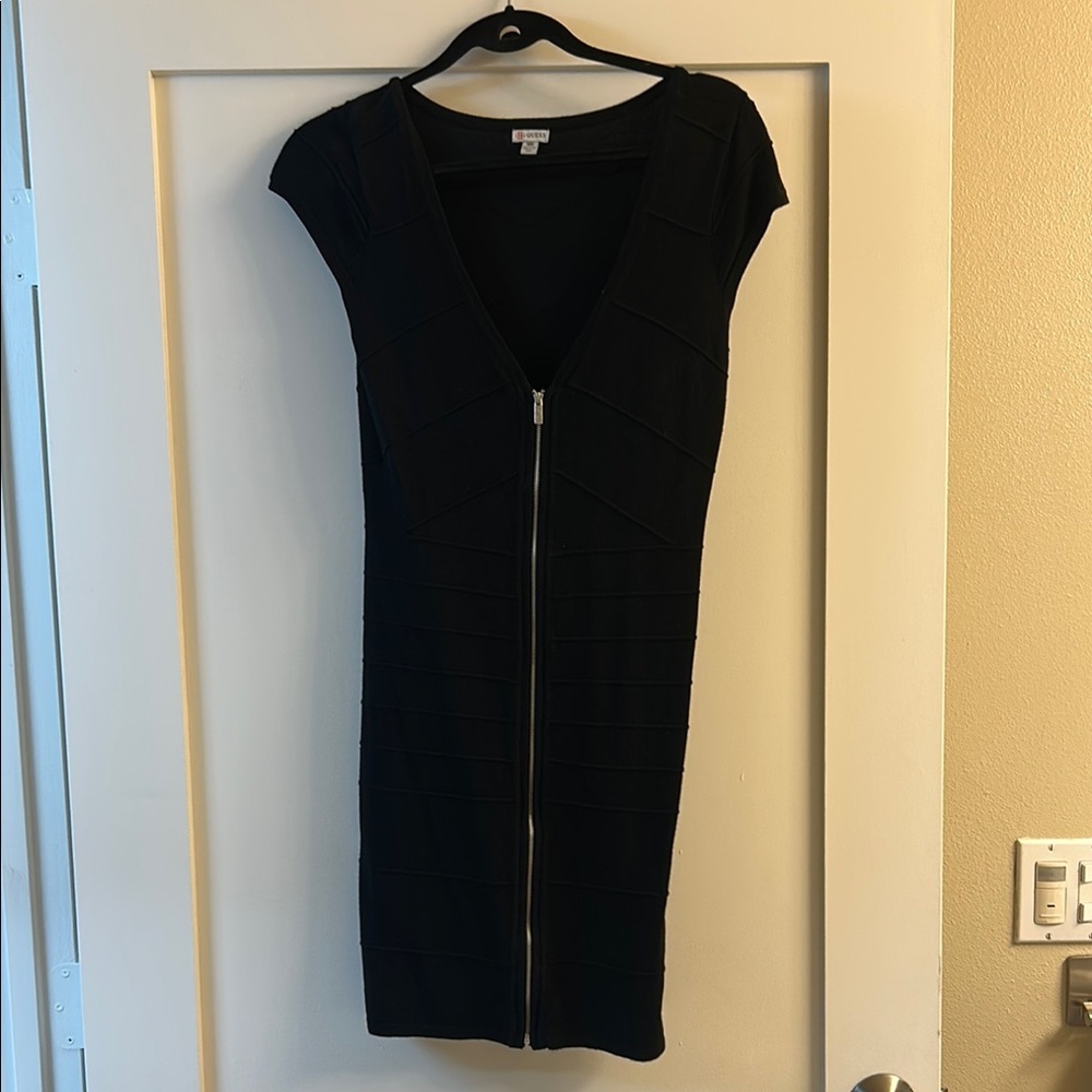 Elegant Black Zipper Dress